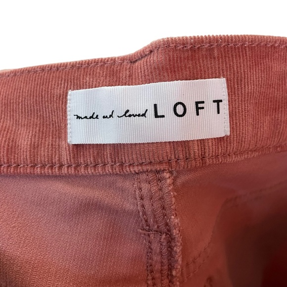 Loft High Waist Skinny Blush Corduroy Soft Stretch Size 27/4 Ankle Cropped Pink - Picture 14 of 16